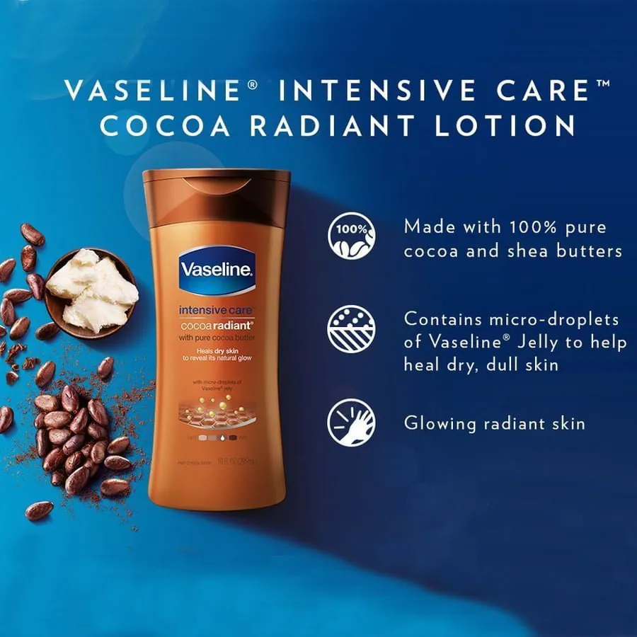 لوسیون بدن وازلین شکلاتی مدل cocoa glow (لوسیون بدن کاکائو وازلین)