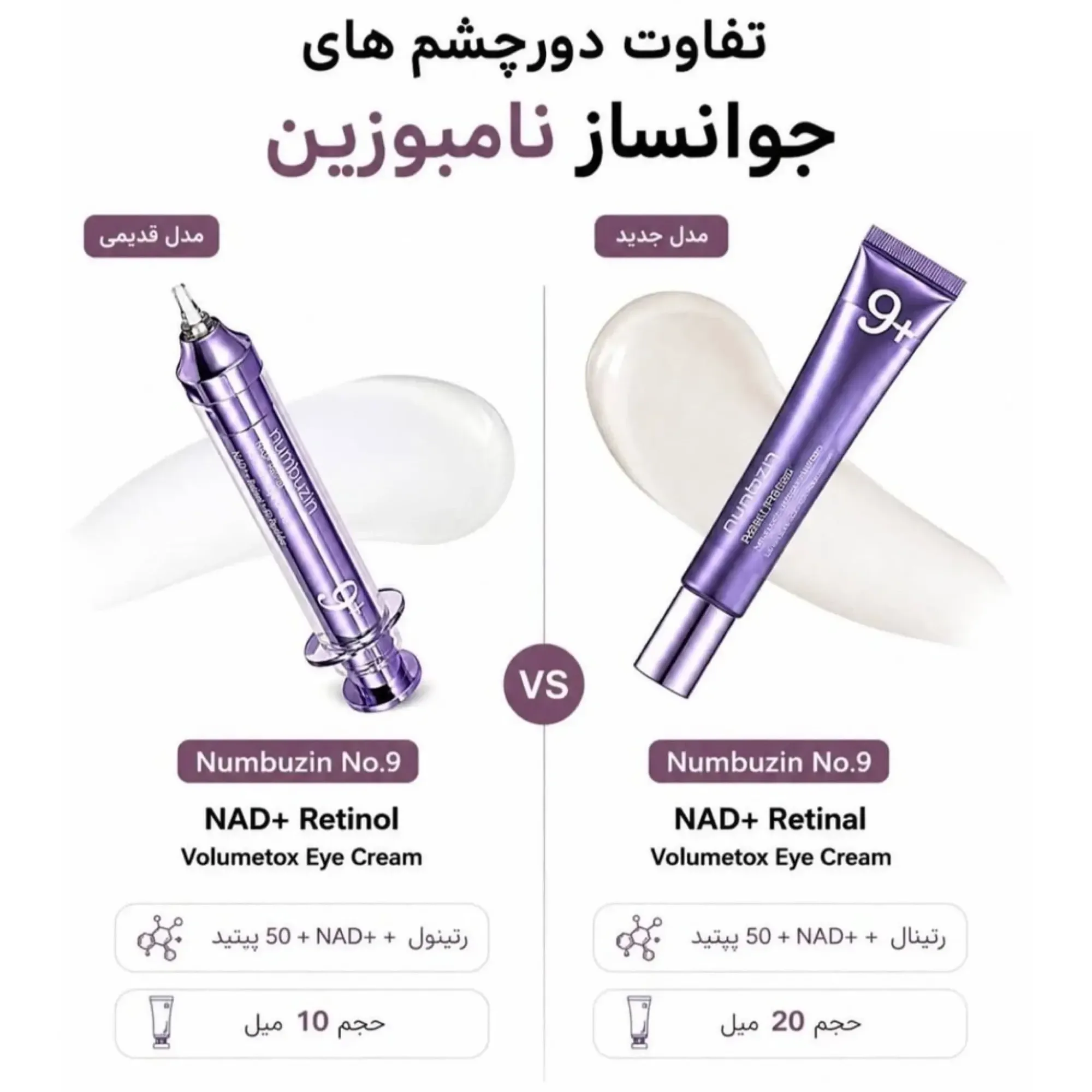 دور چشم 20 میل نامبوزین حاوی nad+ رتینال و پنجاه نوع پپتاید ضد چروک / Numbuzin